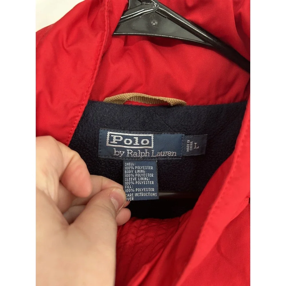 Polo Ralph Lauren Fleece Lined Insulated Jacket Vintage Large Hooded Full Zip Up